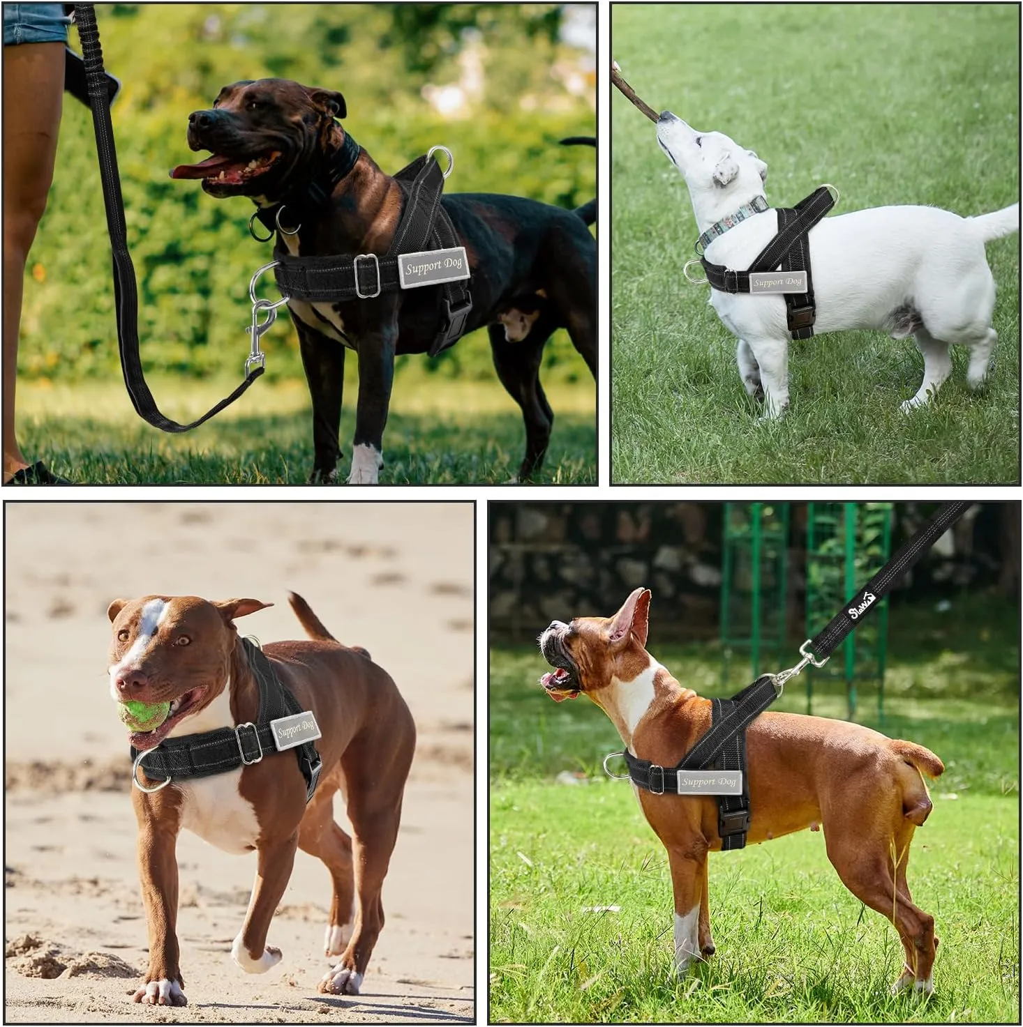 Lukovee No Pull Dog Harness & Leash Set - Heavy Duty Dog Vest Harness with Soft Padded for Medium Large Dogs, Adjustable Reflective Tactical Pet Harness for Easy Walk and Training (L, Black)