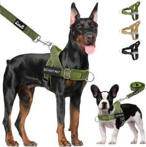 Lukovee No Pull Dog Harness & Leash Set - Heavy Duty Dog Vest Harness with Soft Padded for Medium Large Dogs, Adjustable Reflective Tactical Pet Harness for Easy Walk and Training (M, Green)