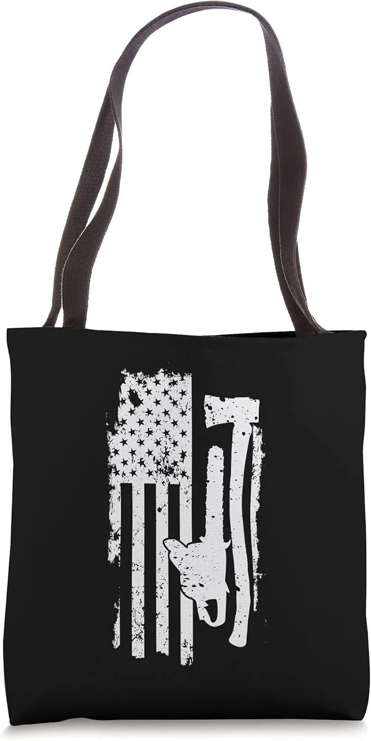 Lumber USA Flag Lumberjack Logger Woodworking Axeman Tote Bag