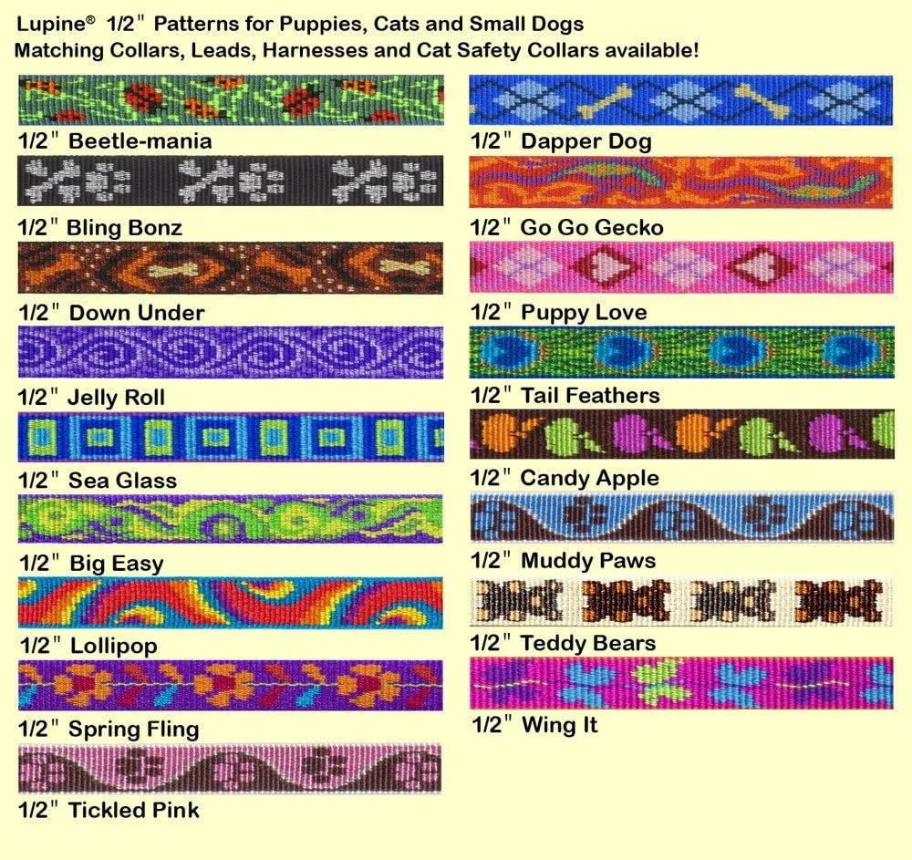 LupinePet Originals 1/2" Jelly Roll 12-20" H-Style Harness for Small Pets