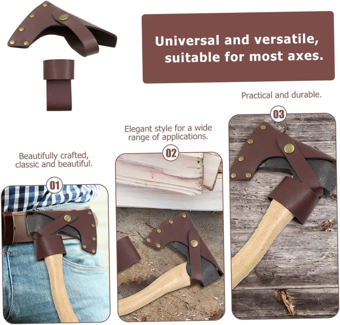 Lurrose 2pcs Portable Hatchet Cover Protective Sleeve for Camping Light Brown Thickened Design Convenient Carry for Outdoor Activities Storage for Axes and Hatchets