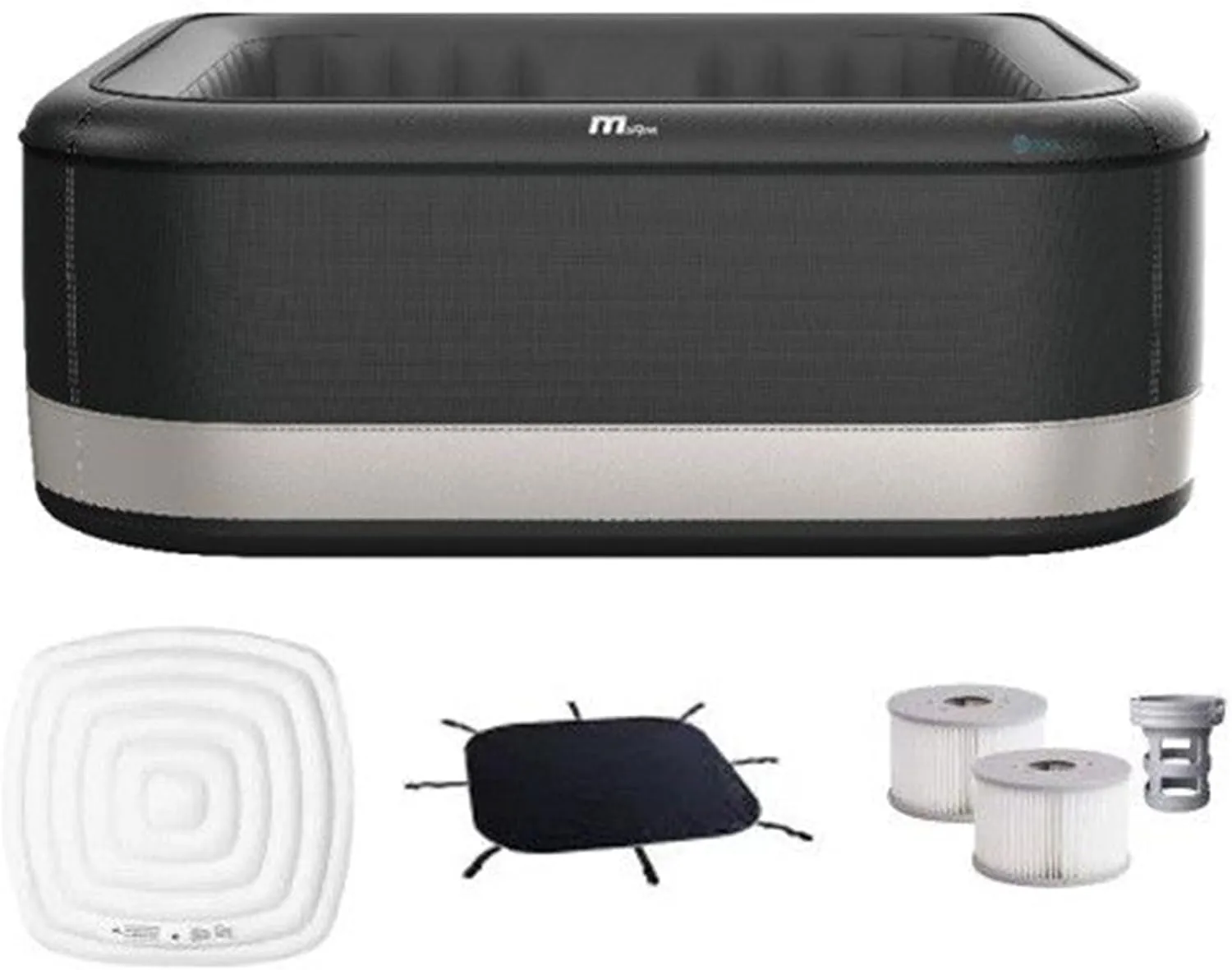 M Spa Square Inflatable Bubble Massage Spa, 4 to 6 Person Outdoor Hot Tub, Portland