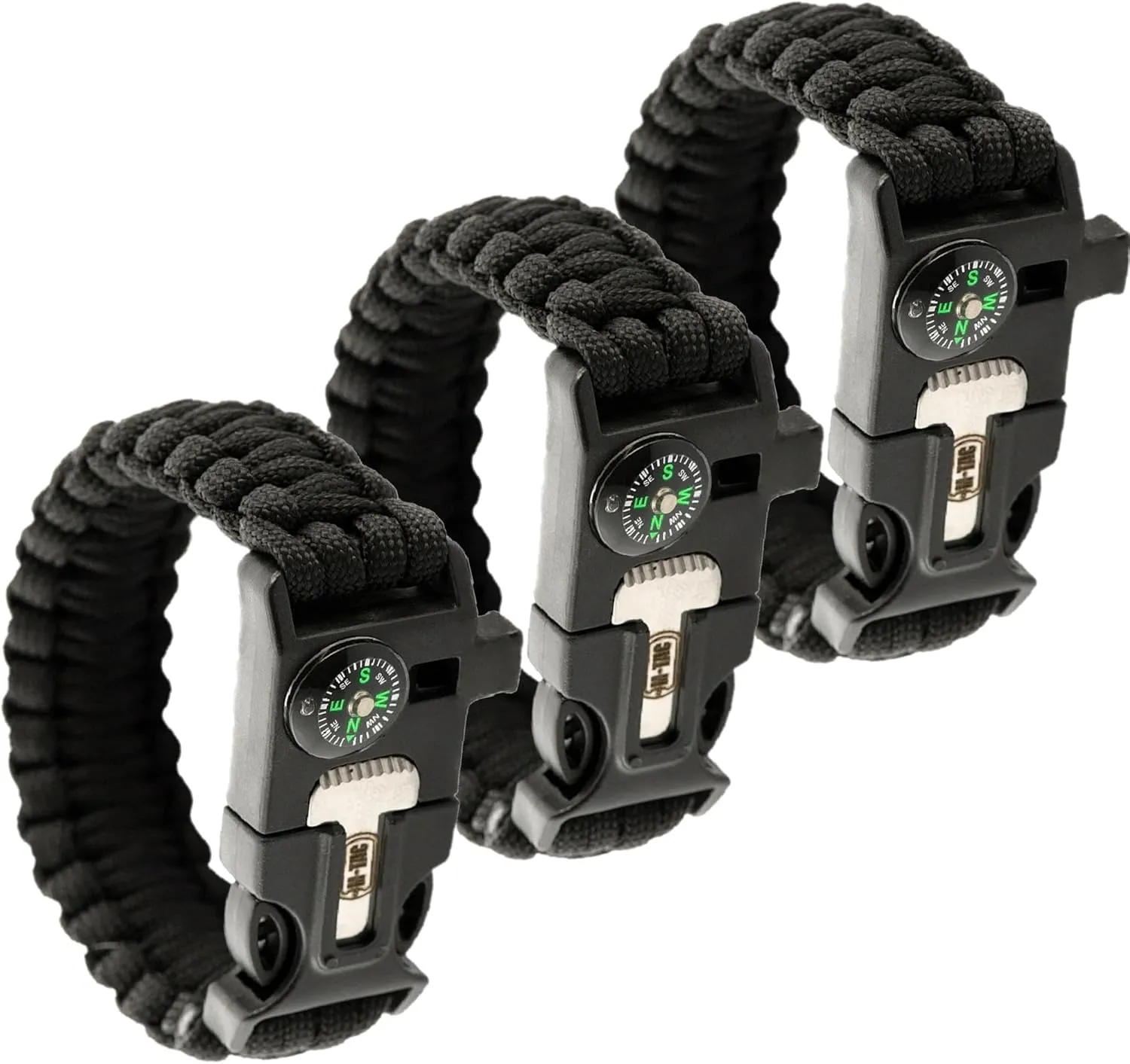 M-Tac Survival Paracord Bracelet - 12ft Cord - Emergency Whistle Compass