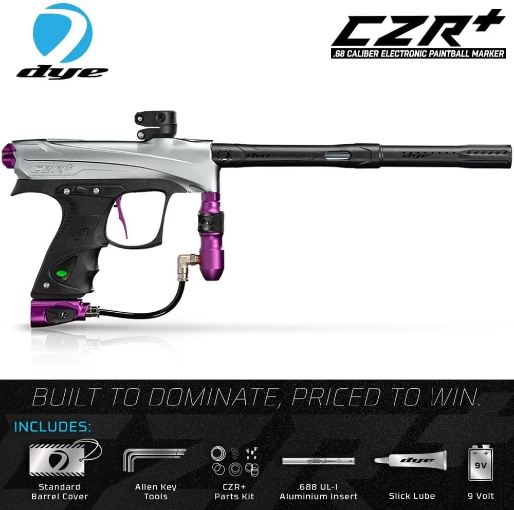 Maddog DYE CZR  Full Auto Electronic Paintball Gun Marker Elite Starter Package | Thermal Anti-Fog Paintball Mask, HPA Tank, Empire Halo Too Loader, Neck Protector, Pro Paintball Harness & Pods