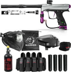 Maddog DYE CZR  Full Auto Electronic Paintball Gun Marker Elite Starter Package | Thermal Anti-Fog Paintball Mask, HPA Tank, Empire Halo Too Loader, Neck Protector, Pro Paintball Harness & Pods
