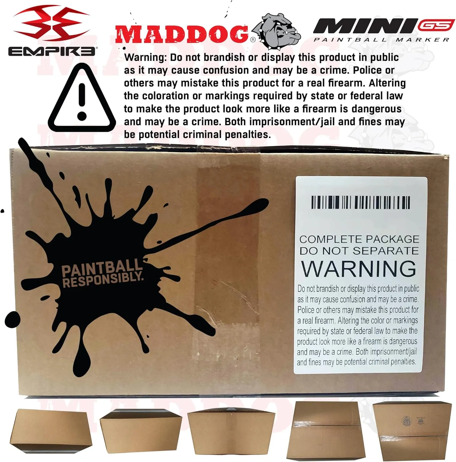 Maddog Empire Mini GS Full Auto Paintball Gun Marker w/HPA Tank, Empire Halo Too Loader, Thermal Anti-Fog Paintball Mask Goggle, Neck Protector, 4 3 Harness & (4) Pods Starter Package