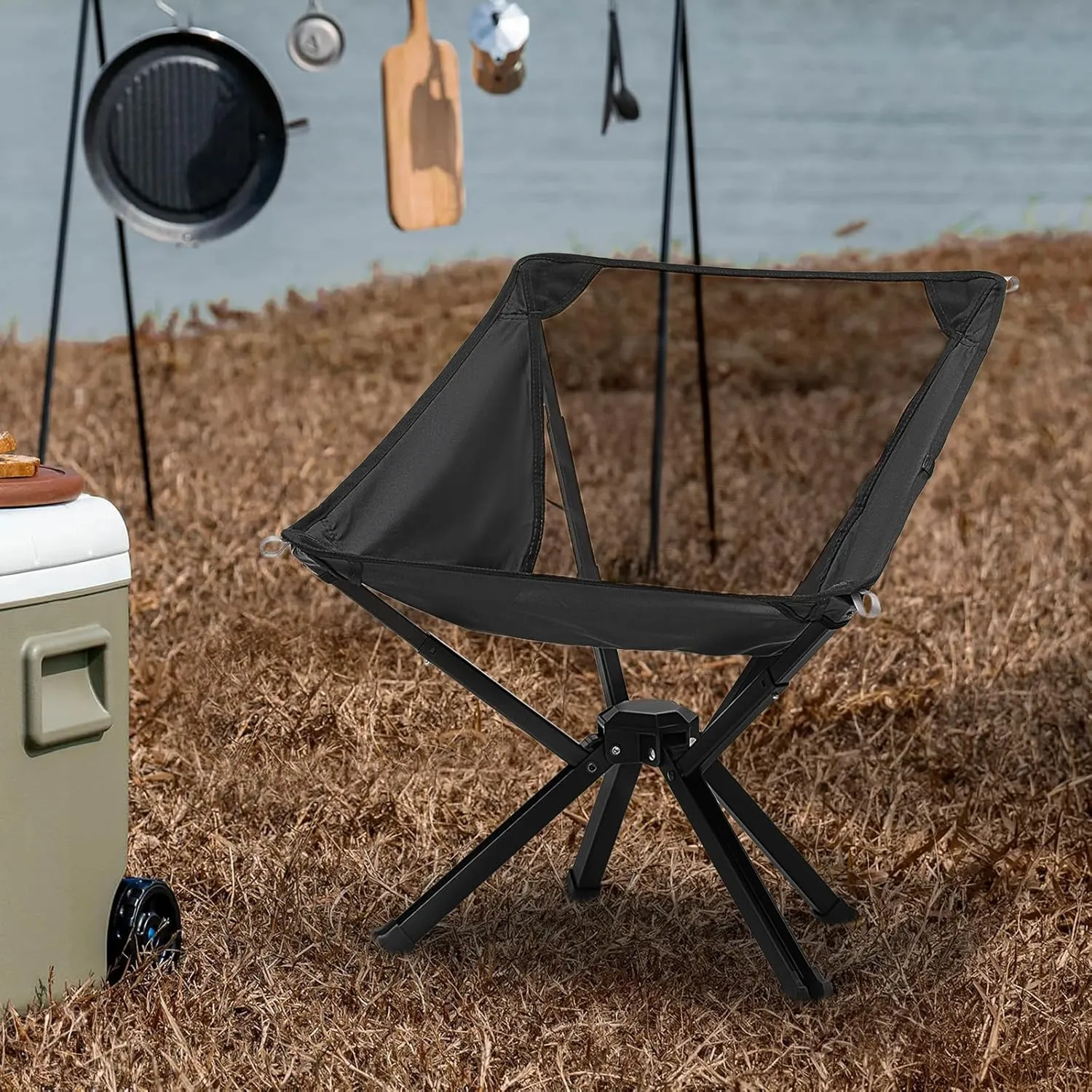 Magshion Camping Chair, Collapsible Portable Lightweight Folding Camp Chair Compact Aluminum Frame Chair for Adults with Straps to Bind for Outdoor Travel Beach, Supports 250lbs, Easy to Assemble