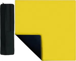 Mahjong Mat, Mahjong Table Mat Black Carrying Bag, Anti Slip and Noise Reduction Table Cover for Mahjong, Poker, Card Games, Dominoes, Board Games, Slip Resistant Mat (Yellow)