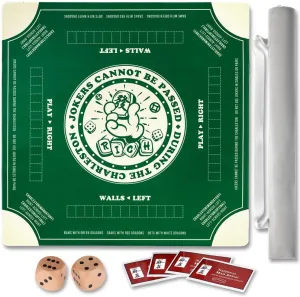 Mahjong Mat with Rules for Table,Travel Mahjong Set,Non-Slip and Silent,Comes with 2 Dice and 1 Coral Velvet Mahjong Mat Storage Bag,Mahjong Cards 2025(Green)