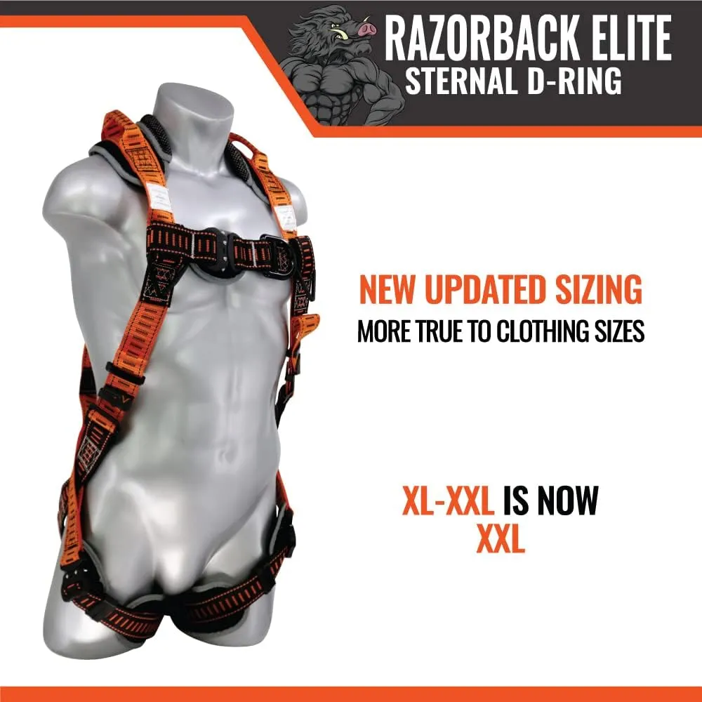 Malta Dynamics Razorback Elite Safety Harness – Lightweight Safety Harness Fall Protection Kit with Sewn in Belt and Sternal D-Rings for Fall Arrest, OSHA & ANSI Compliant (XL-XXL)