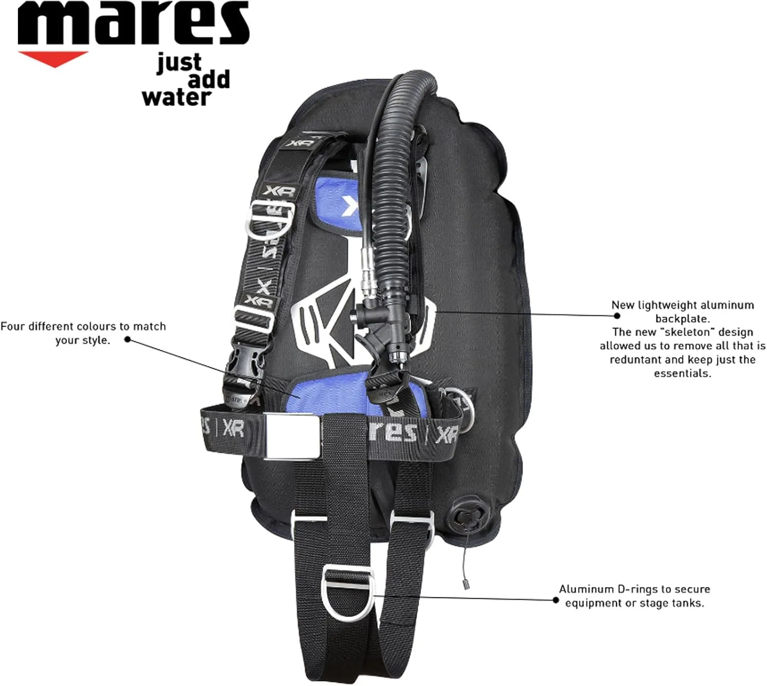 Mares XR-Rec Trim Single Backmount Set - Ultra Lightweight Fully Adjustable Harness Technical Scuba Diving Buoyancy System for Travelling