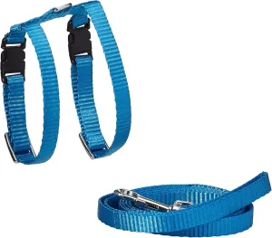 Marshall Pet Products Ferret Harness & Lead - Adjustable and Durable Teal Blue Harness with Matching Leash, Comfortable Fit for Safe Outdoor Adventures (Pack of 2)