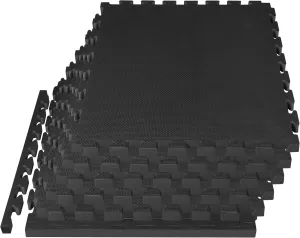 Mat Block Interlocking Foam Tiles Puzzle Mats for Floor 24 SQ FT, 1 inch, 6 Tiles, EVA Gym Mat Flooring Exercise Equipment Mat for Home Gym Equipment,APM201BK, Black