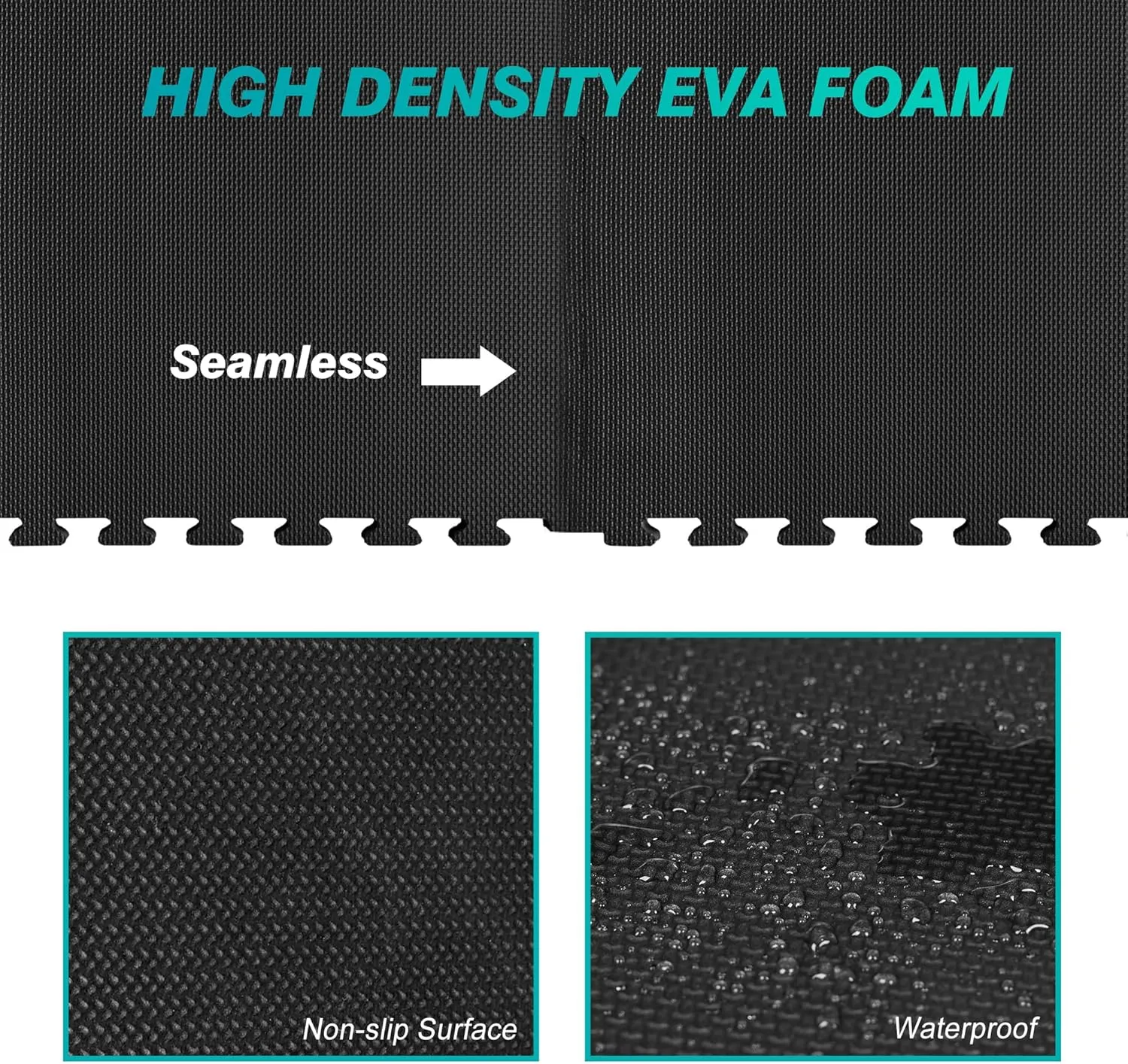 Mat Block Interlocking Foam Tiles Puzzle Mats for Floor 24 SQ FT, 1 inch, 6 Tiles, EVA Gym Mat Flooring Exercise Equipment Mat for Home Gym Equipment,APM201BK, Black
