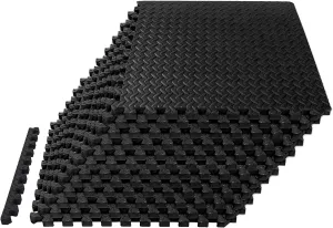 Mat Block Interlocking Foam Tiles Puzzle Mats for Floor 48 SQ FT, 1/2 inch, 12 Tiles, EVA Gym Mat Flooring Exercise Equipment Mat for Home Gym Equipment,APM12001BK, Black