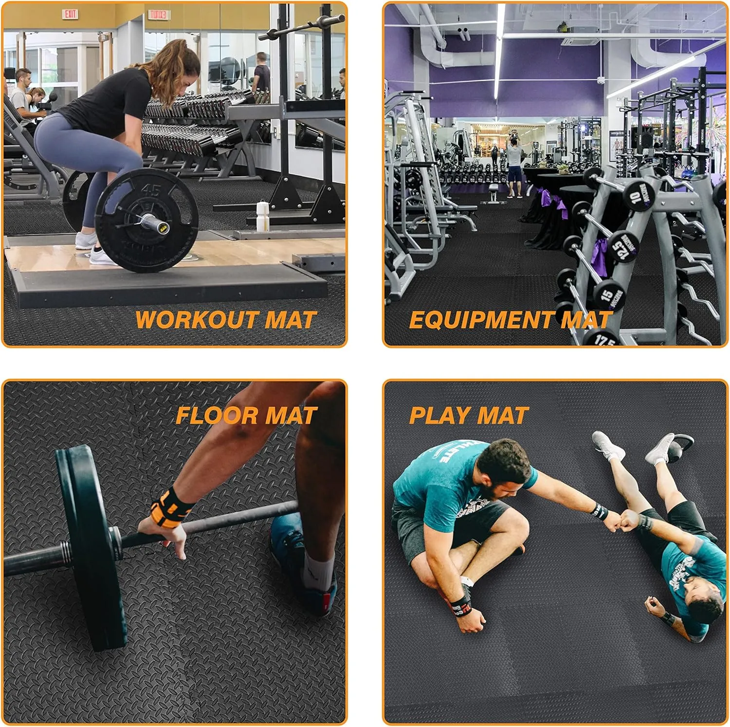 Mat Block Interlocking Foam Tiles Puzzle Mats for Floor 48 SQ FT, 1/2 inch, 12 Tiles, EVA Gym Mat Flooring Exercise Equipment Mat for Home Gym Equipment,APM12001BK, Black