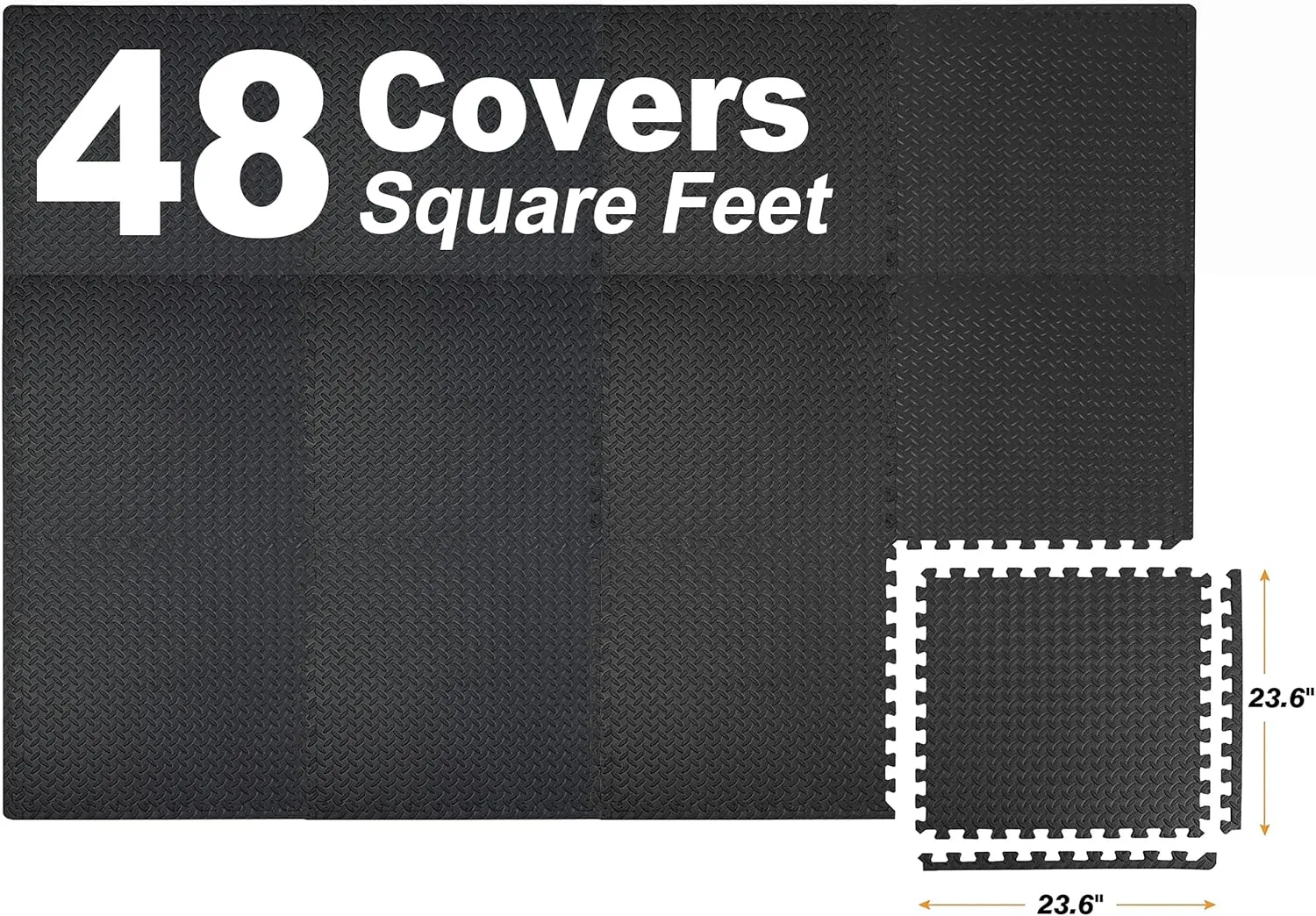 Mat Block Interlocking Foam Tiles Puzzle Mats for Floor 48 SQ FT, 1/2 inch, 12 Tiles, EVA Gym Mat Flooring Exercise Equipment Mat for Home Gym Equipment,APM12001BK, Black