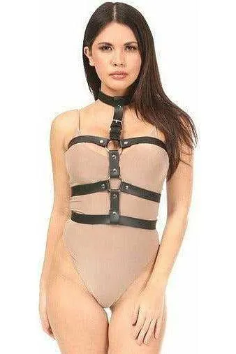 Matte Black Vegan Leather Body Harness