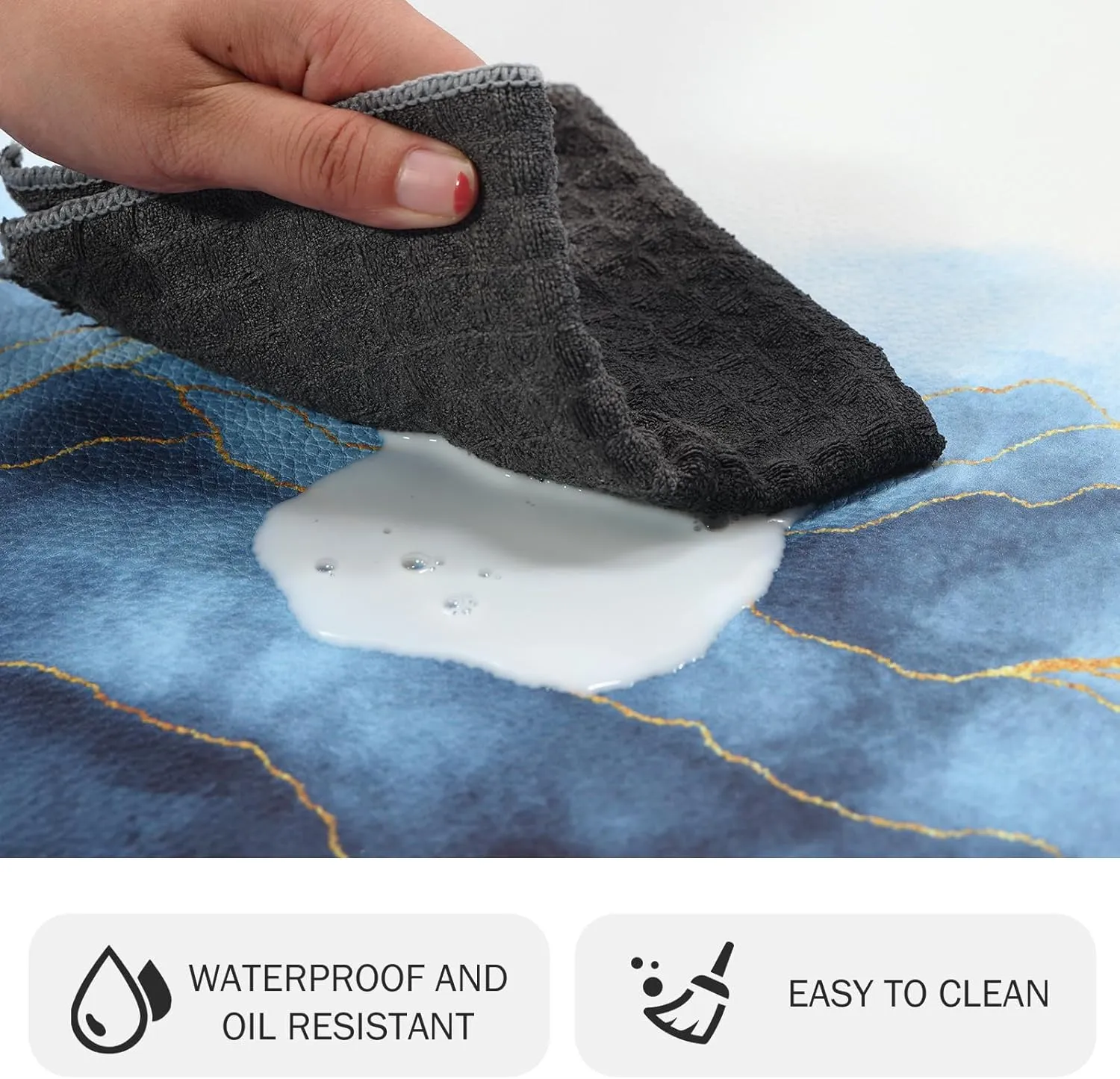 MAYHMYO Kitchen Floor Mat Blue Gold Anti Fatigue Kitchen Rugs Non Skid Waterproof Kitchen Runner Rug Kitchen Rugs and Mats Memory Foam Kitchen Mats for Floor Laundry Office