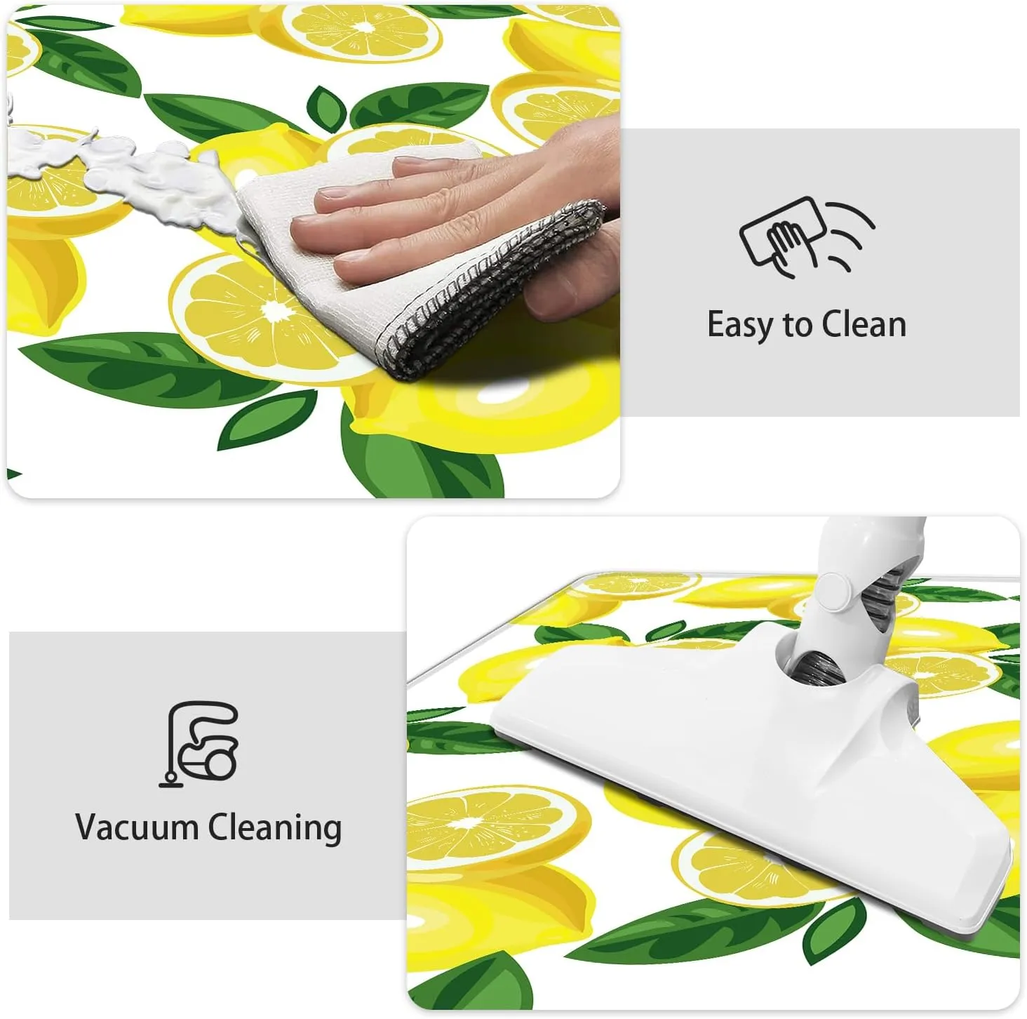 MAYHMYO Kitchen Mats 2PCS,White Lemon Waterproof Non-Slip Kitchen Mats and Rugs,Cushioned Anti Fatigue Ergonomic Comfort Foam Standing Mat for Home,Office,Sink,Laundry,Desk