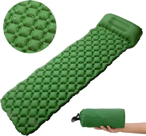 MDybf Portable Air Mattress Sleeping Pad Fast Filling Air Bag Inflatable Mattress, Camping Sleeping Mat (Color : Green)