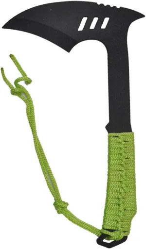 MedievalDepot Full Tang Throwing Pickaxe: Tactical Survival Tool, Black & Green - Unmatched Durability, Razor-Sharp Blade, Comfortable Grip Axe