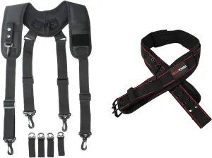 MELOTOUGH Tactical Duty Belt Harness Padded Adjustable Tool Belt Suspenders with Key Chin and Patch, Black(Large)   Padded Tool Belt with D ring, adjustable waist 33'-47 '