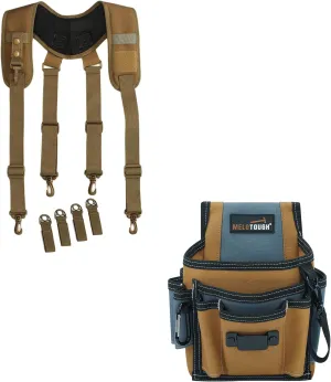 MELOTOUGH Tactical suspenders Duty Belt Harness Padded Adjustable Tool Belt Suspenders with Key Chin and Patch   Small Tool Pouch for Tool Belt