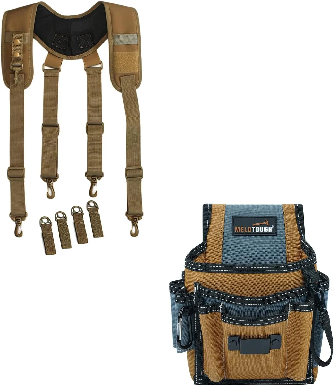 MELOTOUGH Tactical suspenders Duty Belt Harness Padded Adjustable Tool Belt Suspenders with Key Chin and Patch   Small Tool Pouch for Tool Belt