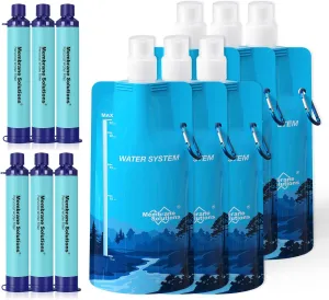 Membrane Solutions Squeeze Water Filtration System, Survival Water Purifier Kit, Portable Backpacking Gear for Hiking Camping Travel(6 6)