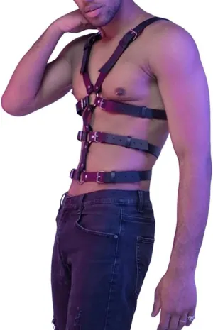 Men's BDSM PU Leather Body Chest Harness, Adjustable Chest Strap for Men Fetish Men's Bondage Restraints Sex Cosplay Costume Clubwear Punk Gothic Slave Bandage Costumes Party Club Outfits