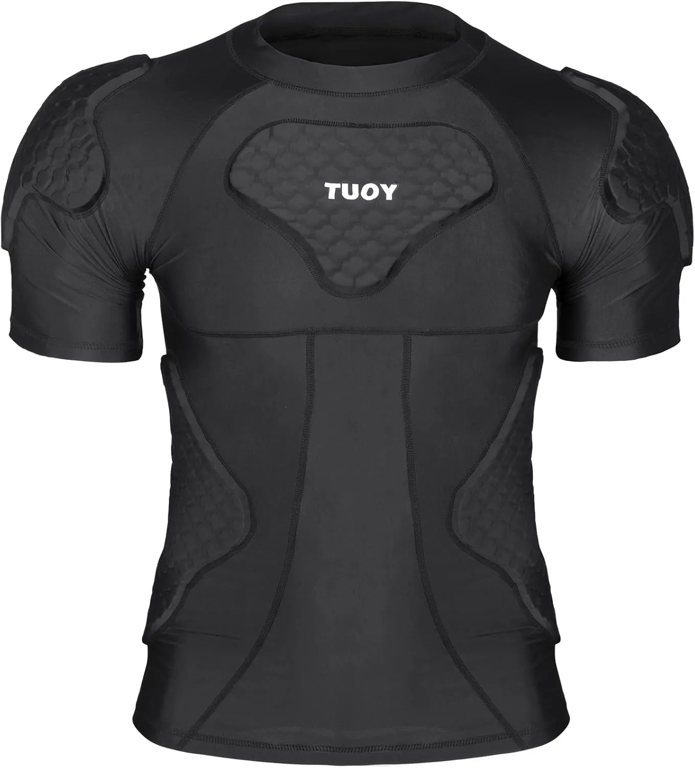 Mens Football Padded Shirt Chest Rib Protector Undershirt for Football Baseball Softball Rugby