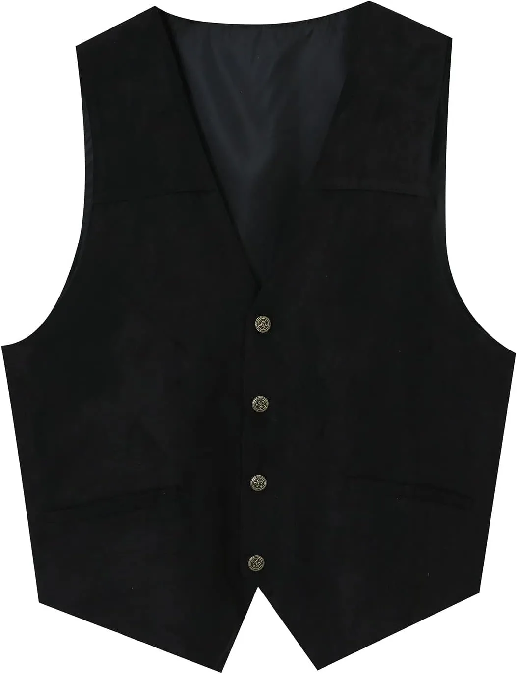 Men'S Suit Vests Plays Suede Retro V Neck Solid Color Pocket Button Leather Vest Jacket Vest Chaqueta Jackets