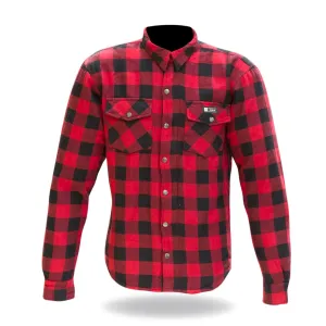 Merlin Axe Armoured Kevlar Lined Riding Shirt, Red Chequer
