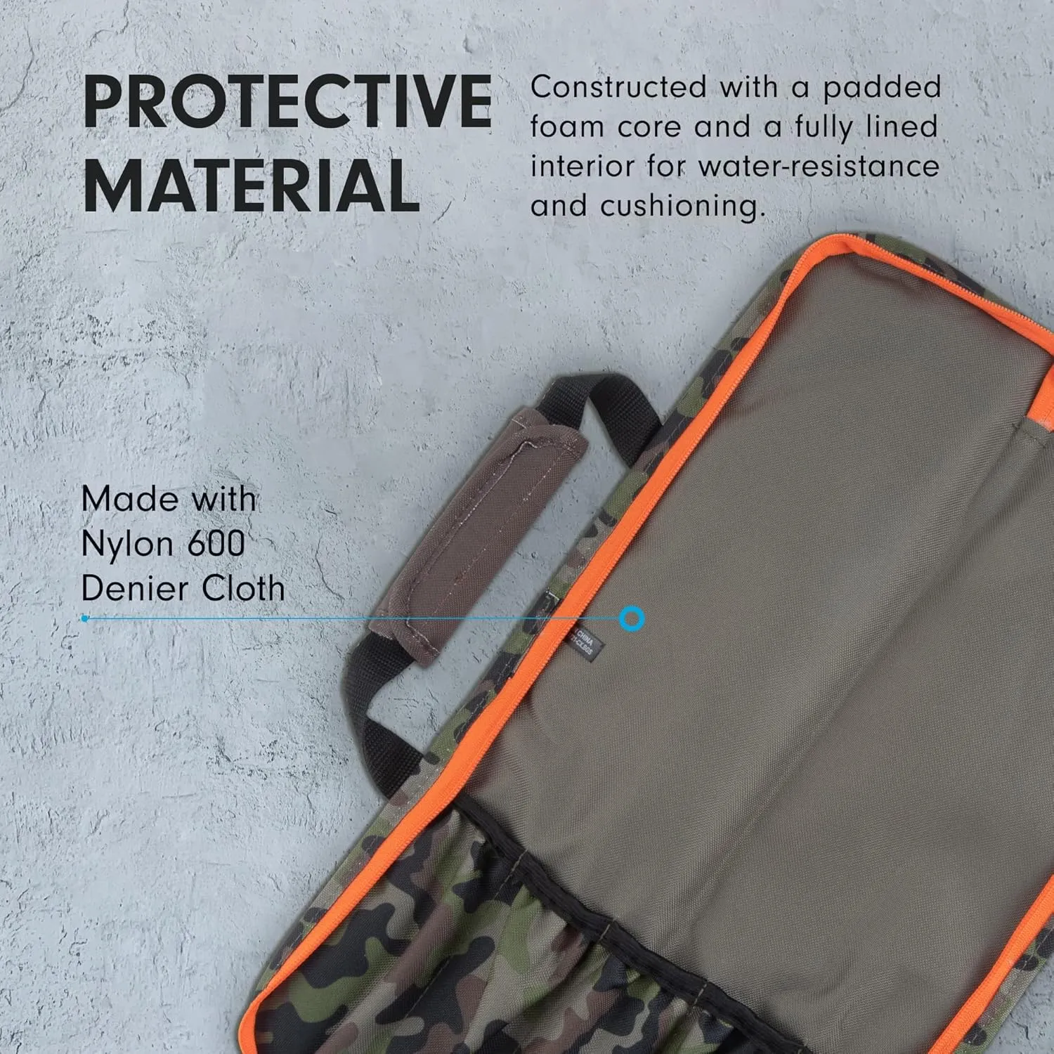 Messermeister 8-Pocket Padded Knife Luggage Bag, Camouflage - 8 Elasticized, Reinforced Pockets for Culinary Tools - Holds Up to 18” Knife - Functional, Stylish & Durable