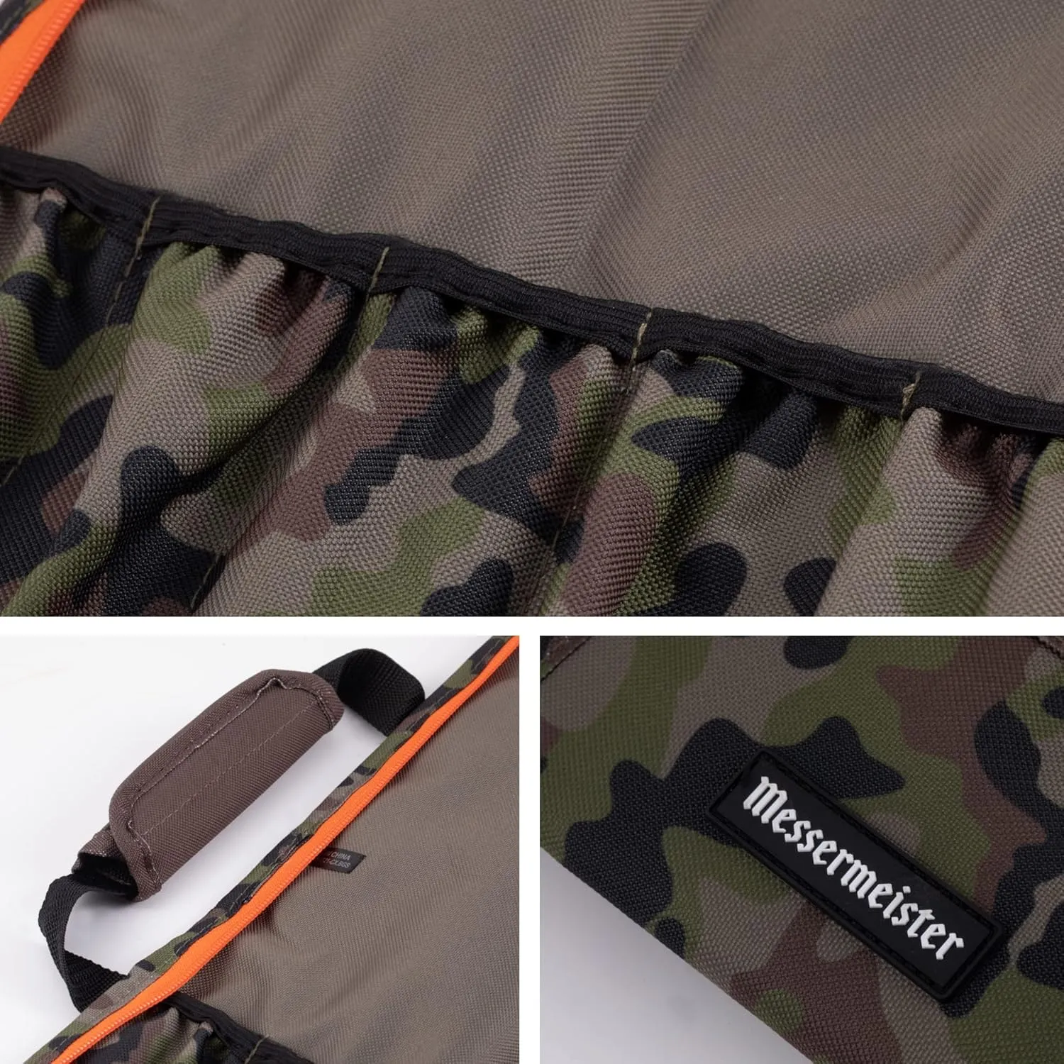 Messermeister 8-Pocket Padded Knife Luggage Bag, Camouflage - 8 Elasticized, Reinforced Pockets for Culinary Tools - Holds Up to 18” Knife - Functional, Stylish & Durable