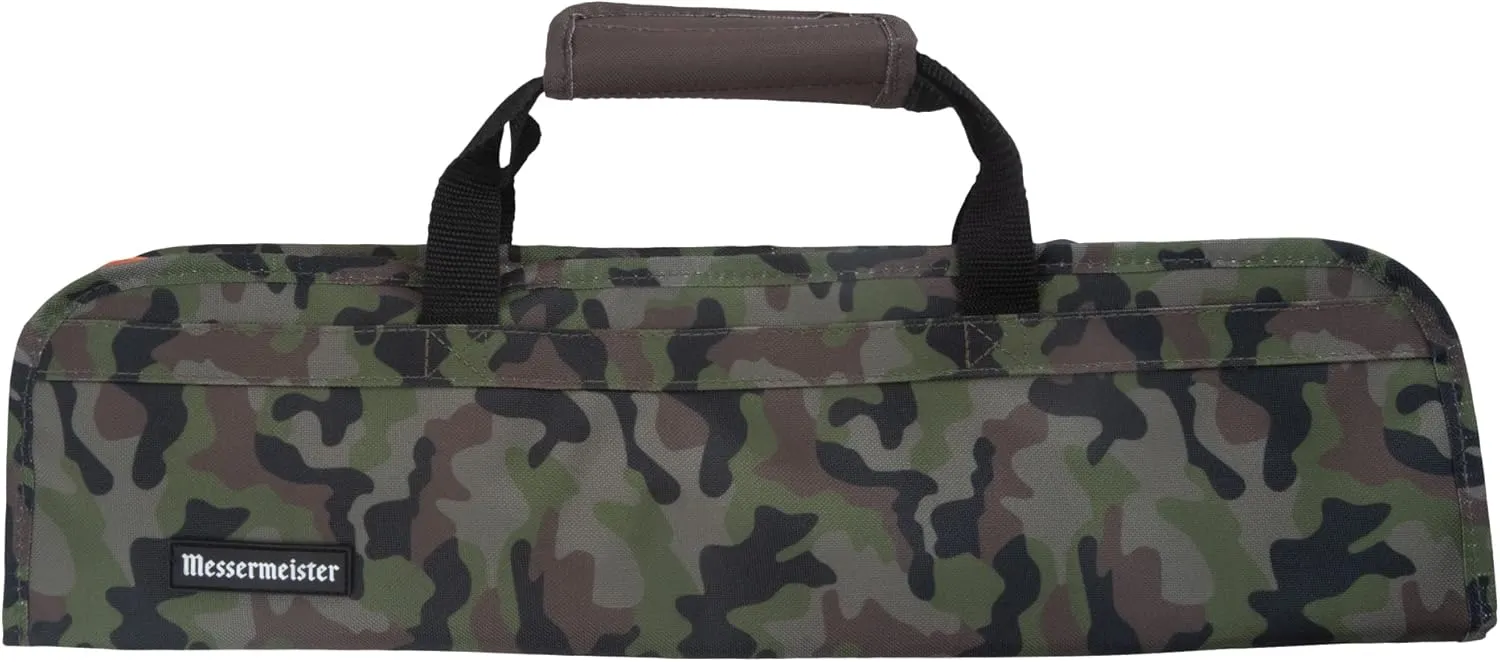Messermeister 8-Pocket Padded Knife Luggage Bag, Camouflage - 8 Elasticized, Reinforced Pockets for Culinary Tools - Holds Up to 18” Knife - Functional, Stylish & Durable