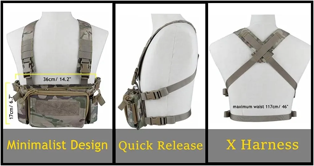 Micro Chest Rig with 5.56/ 9mm Airsoft Mag Pouch & Tactical X Harness