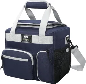 MIER Large Lunch Box for Men Women Adult Insulated Soft Sided Cooler 24 Can Leakproof Lunch Bag Collapsible for Work Travel Camping Beach, 15L (Blue-No Luggage Strap)