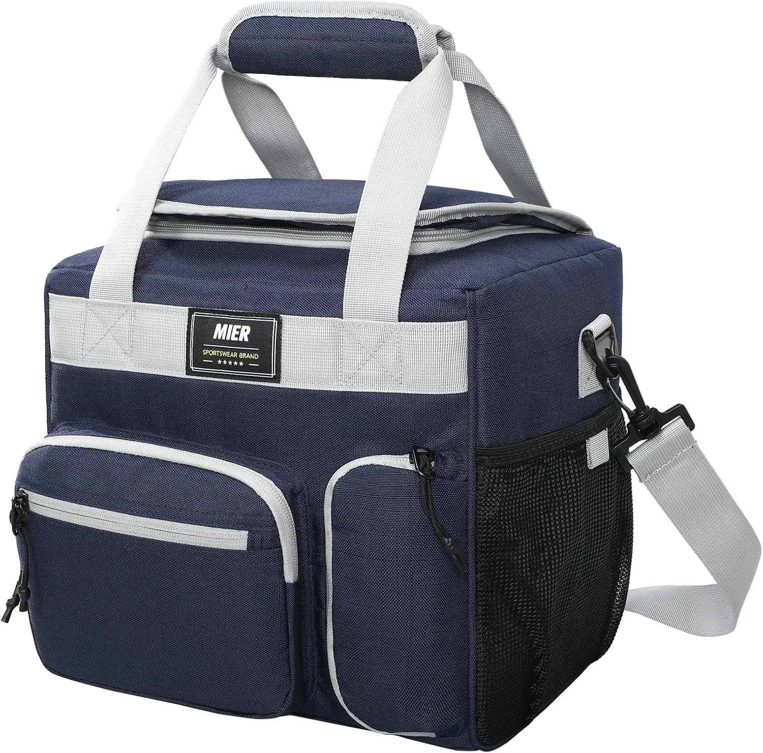 MIER Large Lunch Box for Men Women Adult Insulated Soft Sided Cooler 24 Can Leakproof Lunch Bag Collapsible for Work Travel Camping Beach, 15L (Blue-No Luggage Strap)