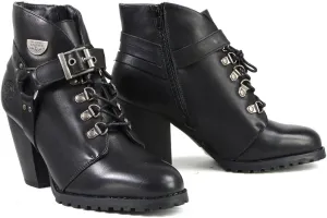 Milwaukee Leather MBL9458 Women's Premium Black Leather Fashion Casual Boots w/Classic Harness Ring - 9