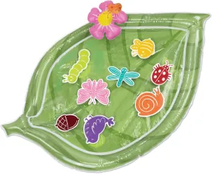 MindWare Sensory Sprouts Baby Water Mat - Inflatable Leaf-Shaped Baby Play Mats for Floor with Adorable Bugs and Creatures - 6 Month Old Baby Must Haves to Develop Neck Muscles, Visual Stimulation