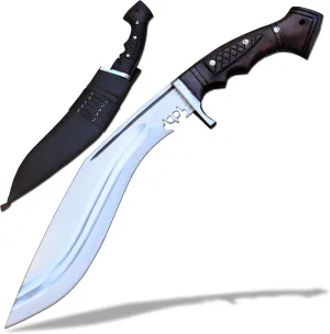 Modern 12 Inch Survival Khukuri - Full Tang Rosewood Handle, Buffalo Leather Scabbard - Perfect for Camping, Bushcraft, Outdoor Adventures, and Survival Challenges