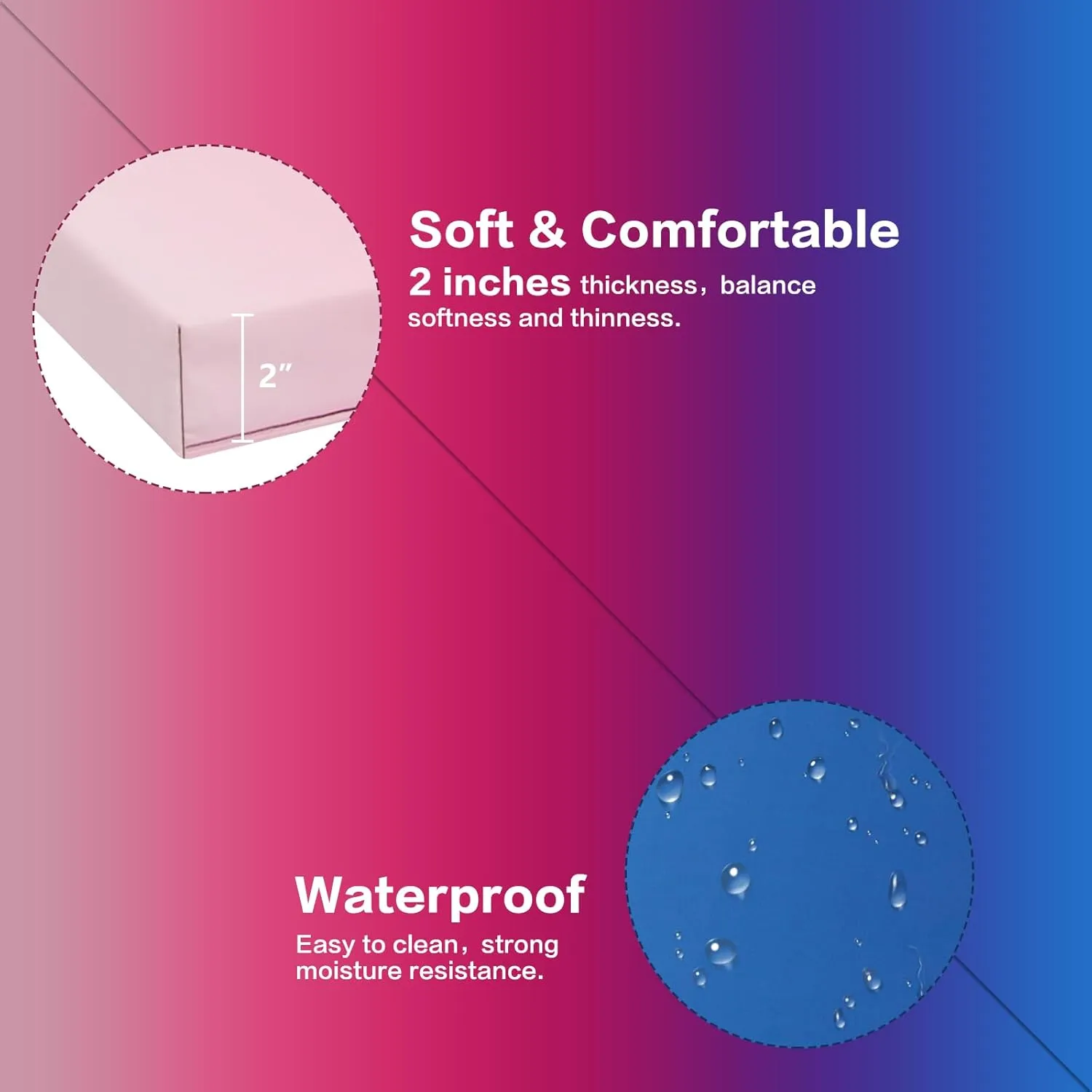 Modern-Depo Gymnastics Mat Tri-Fold 6'X2'X2" Thick With Handle, Waterproof Cover, 100% EPE Core