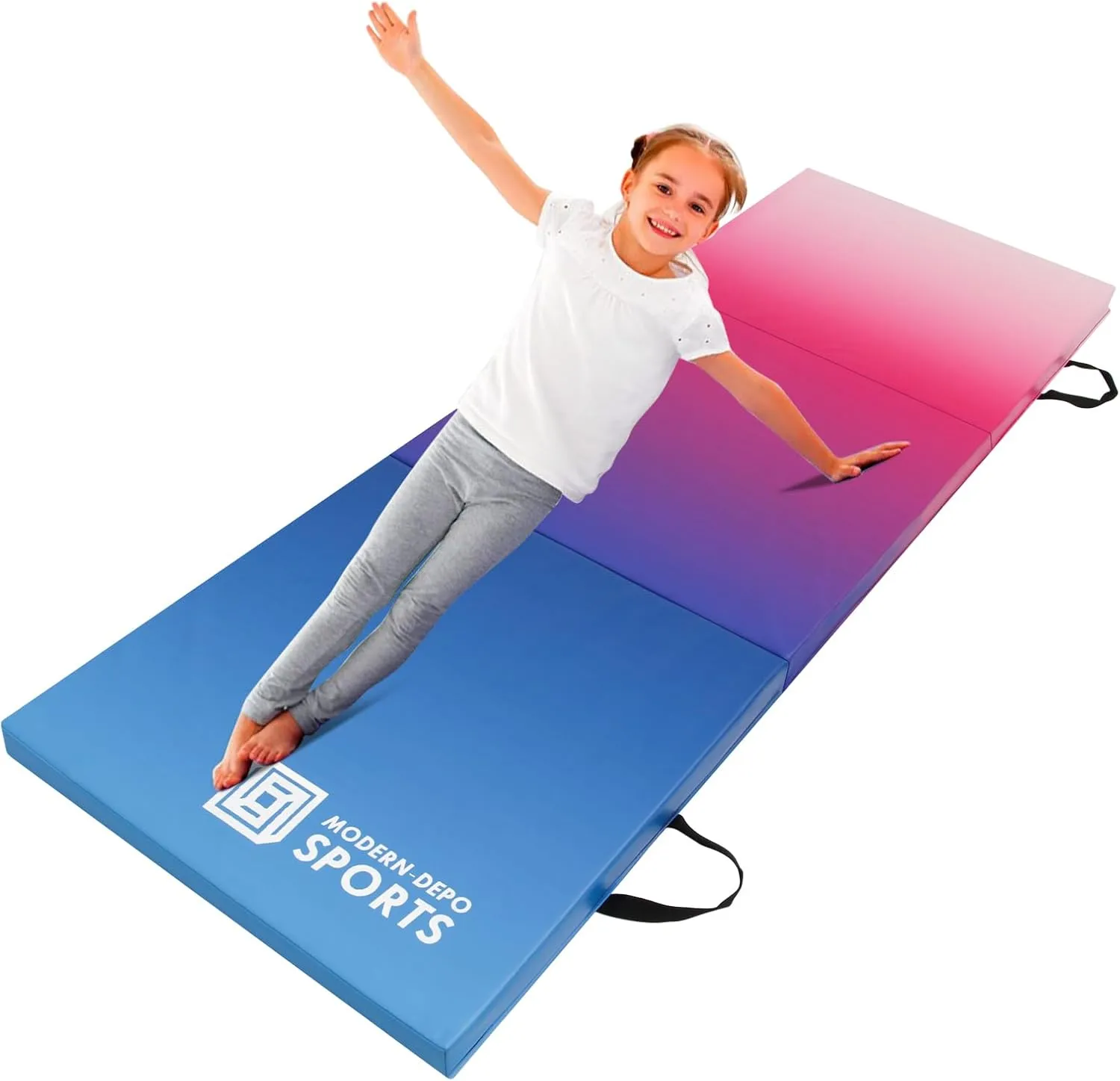 Modern-Depo Gymnastics Mat Tri-Fold 6'X2'X2" Thick With Handle, Waterproof Cover, 100% EPE Core