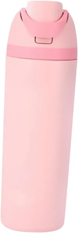 Modern Insulated Water Bottle with Reusable Straw & Carry Handle, Fits in Car Cup Holder, Leakproof Stainless Steel Water Bottles for Sports Travel Work School, 20oz Pink