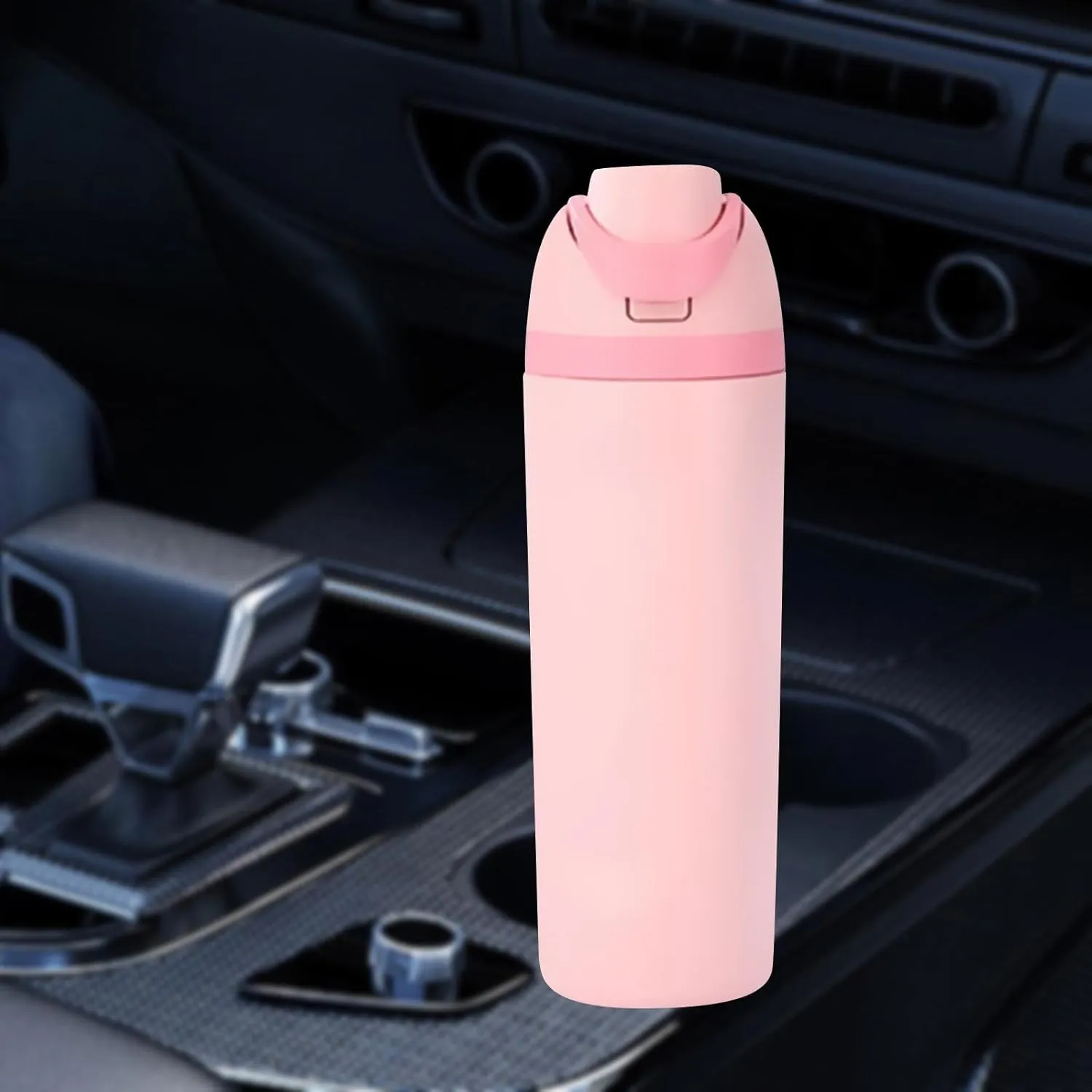 Modern Insulated Water Bottle with Reusable Straw & Carry Handle, Fits in Car Cup Holder, Leakproof Stainless Steel Water Bottles for Sports Travel Work School, 20oz Pink