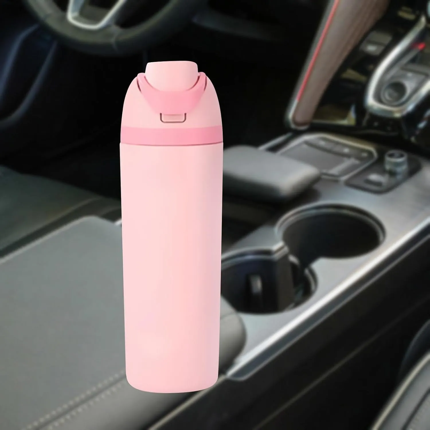 Modern Insulated Water Bottle with Reusable Straw & Carry Handle, Fits in Car Cup Holder, Leakproof Stainless Steel Water Bottles for Sports Travel Work School, 20oz Pink