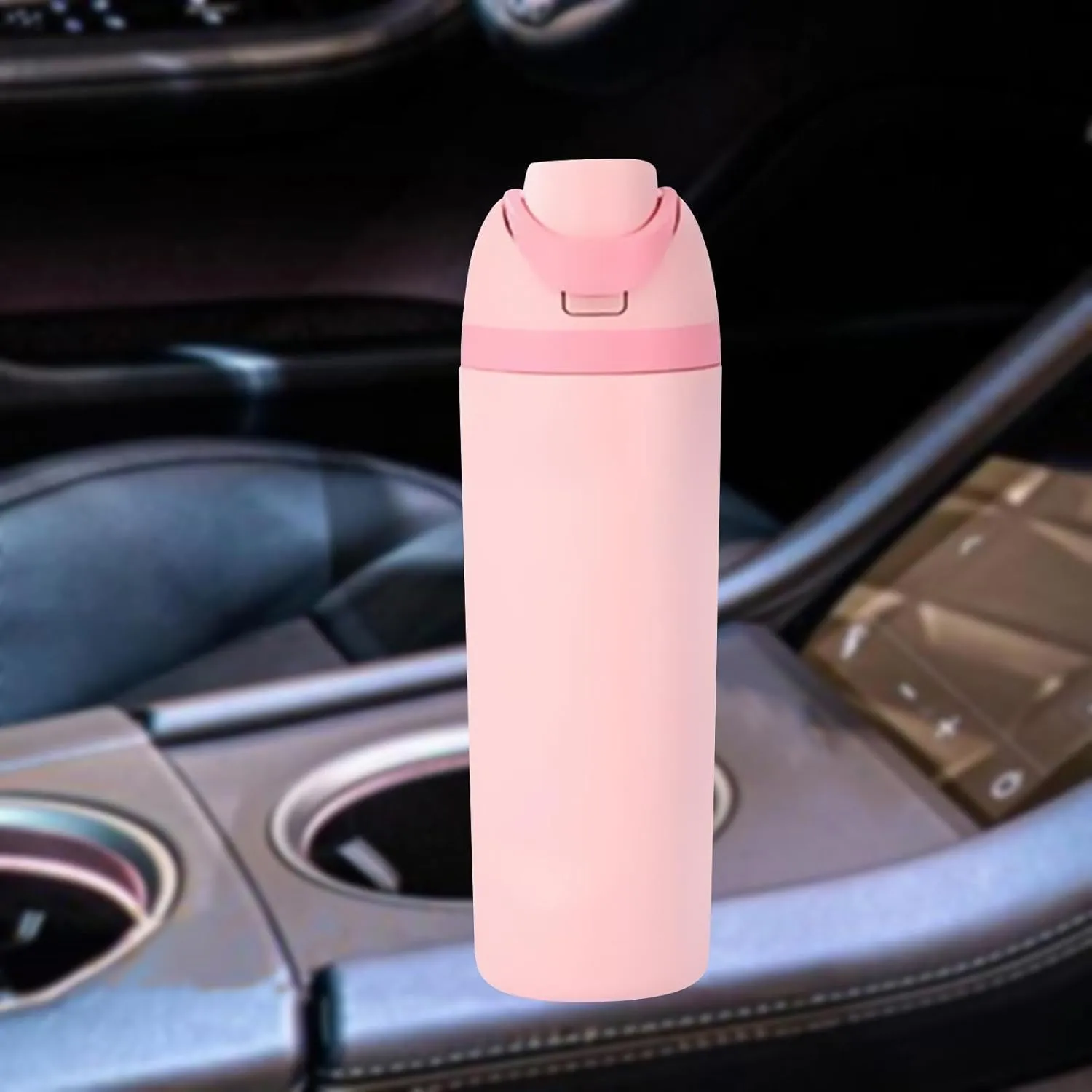 Modern Insulated Water Bottle with Reusable Straw & Carry Handle, Fits in Car Cup Holder, Leakproof Stainless Steel Water Bottles for Sports Travel Work School, 20oz Pink