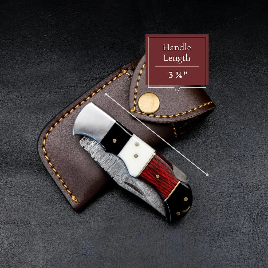 Morf Industries Damascus Pocket Knife - 6.5 Authentic Folding Damascus Blade Groomsmen Gift for Men Personalized Custom Made Camping Knife Gift Idea for Him